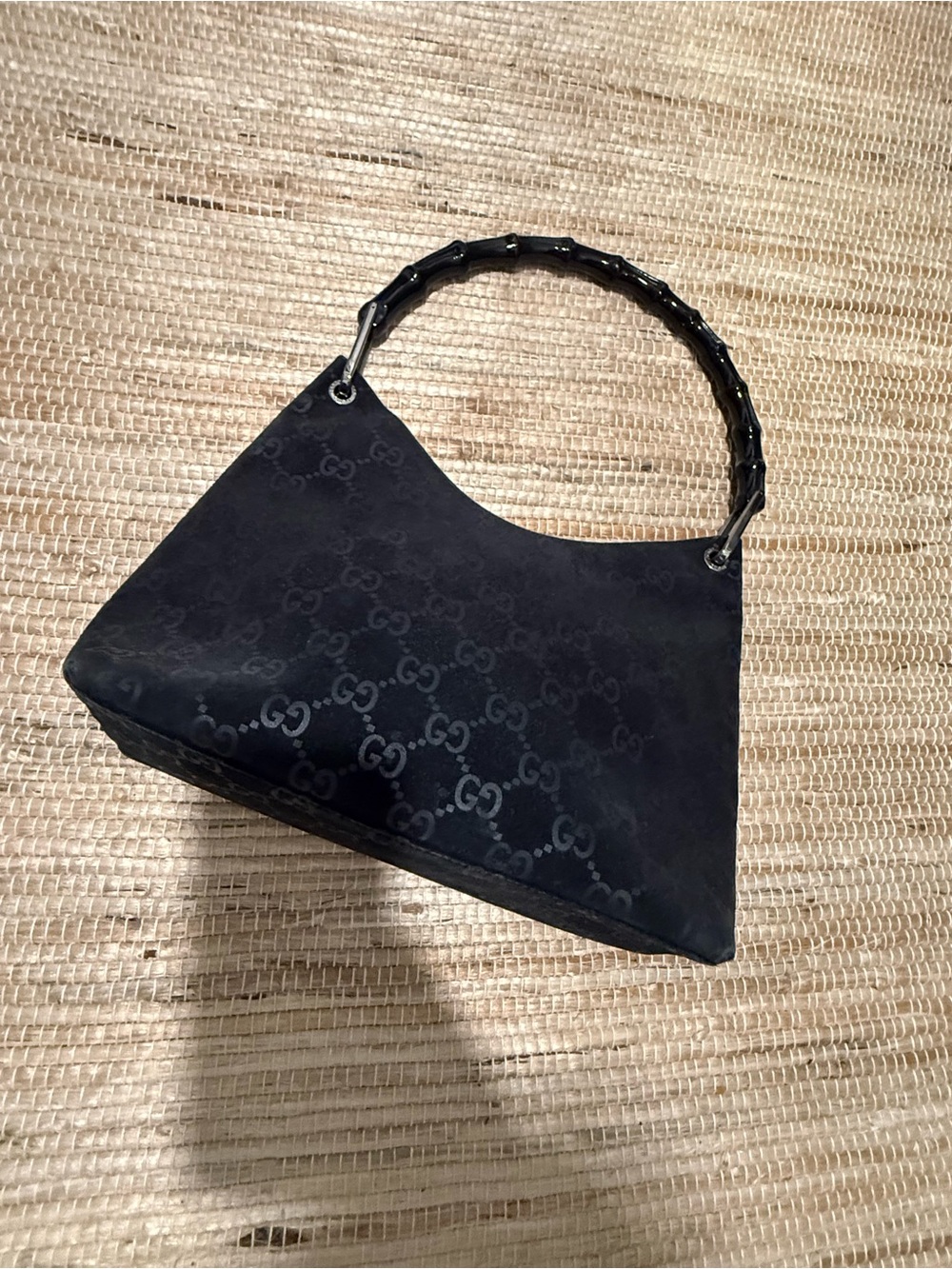 TOM FORD x GUCCI Monogram Bamboo Handle Suede Hobo Bag - Picture 4 of 8